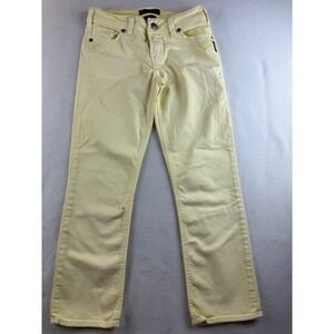 Silver‎ Jeans Suki Capri Jeans Yellow Denim Embellished Pockets Women's Size 26